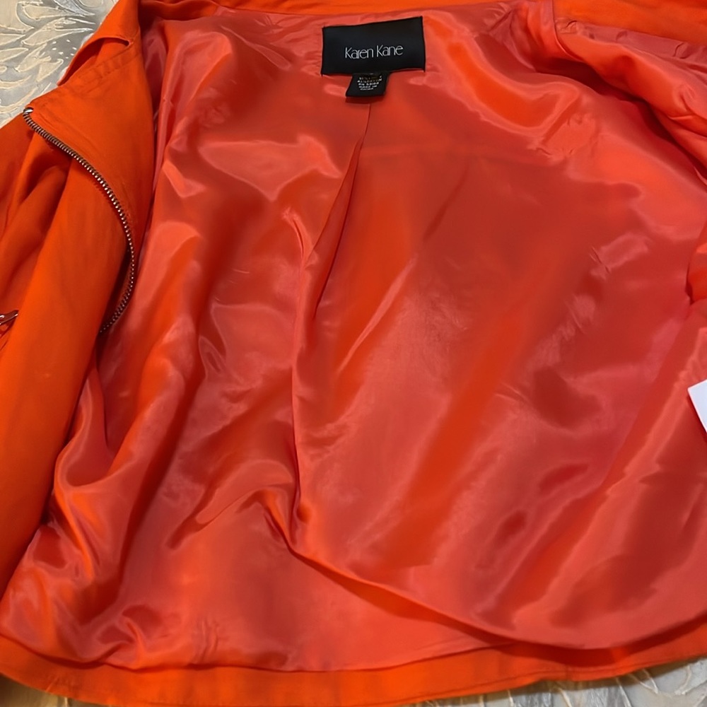 Karen Kane Women’s SZ S Orange Fully Lined Zip Blazer - Picture 13 of 16